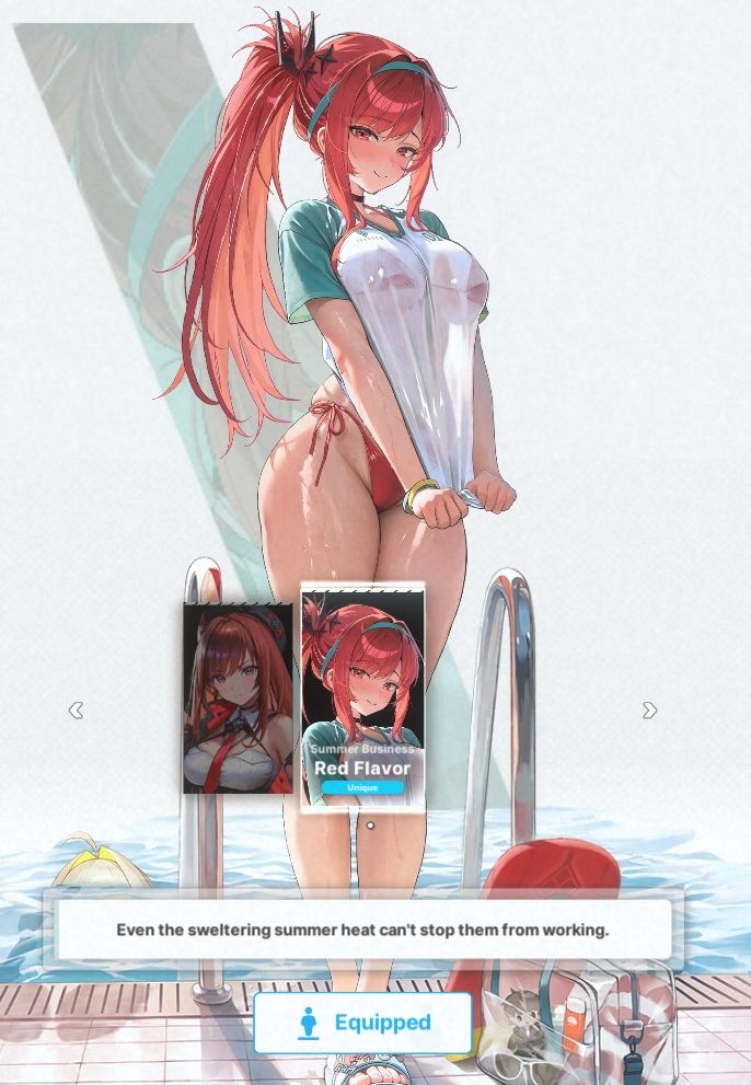 Red Rapi in a swimsuit. 