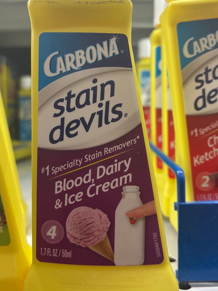 
Stain devil that removes blood dairy and ice cream