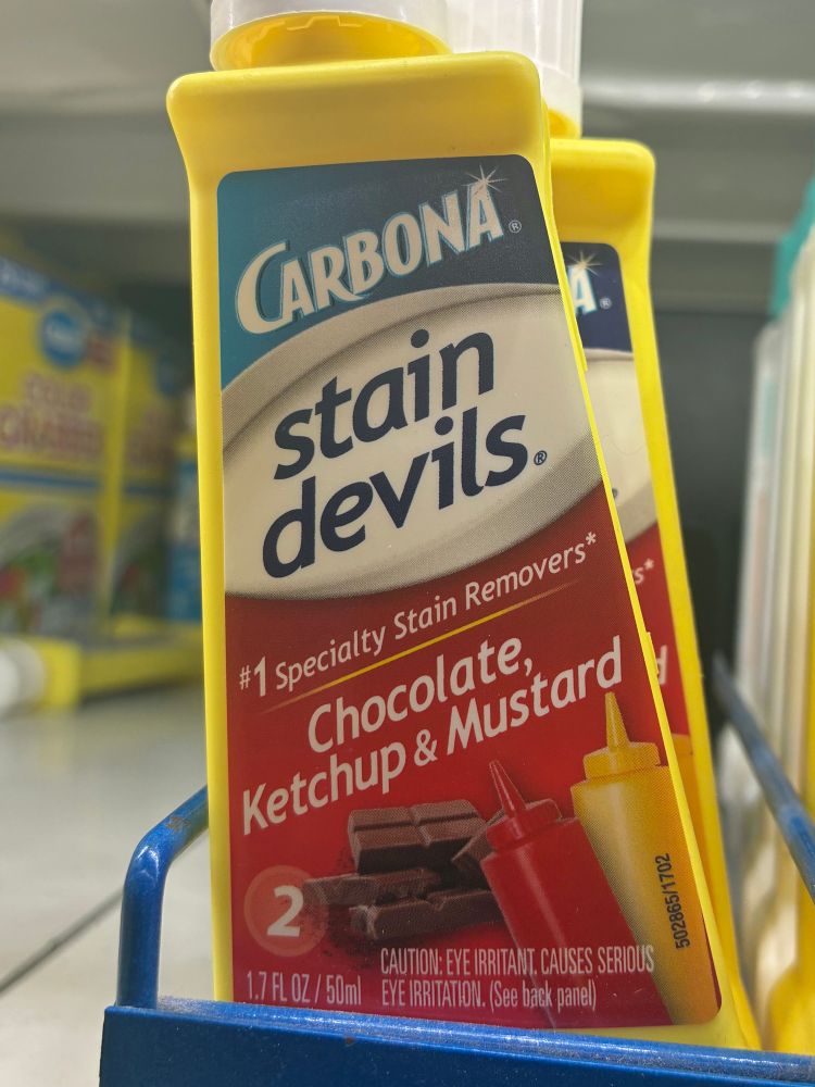 Stain devil that removes chocolate ketchup and mustard