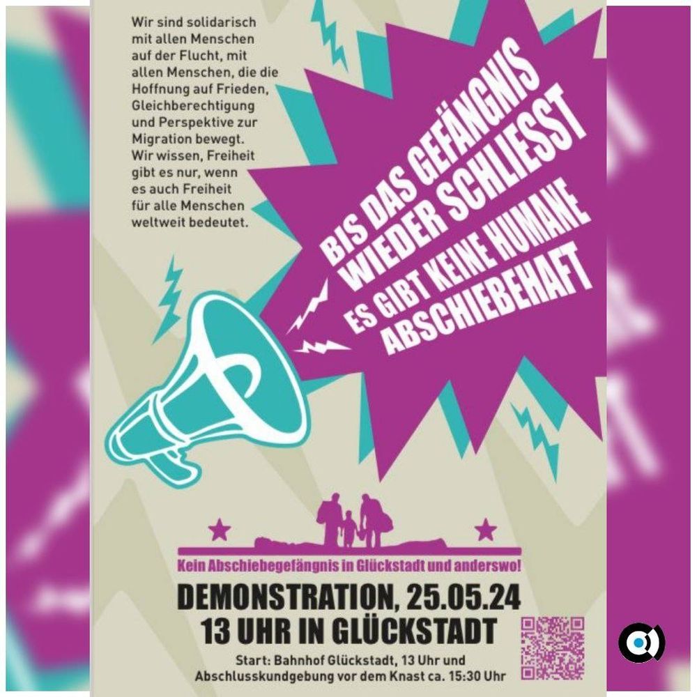 Logo: kein Abschiebegefängnis in Glückstadt und anderwo

Demonstration 25.05.2024