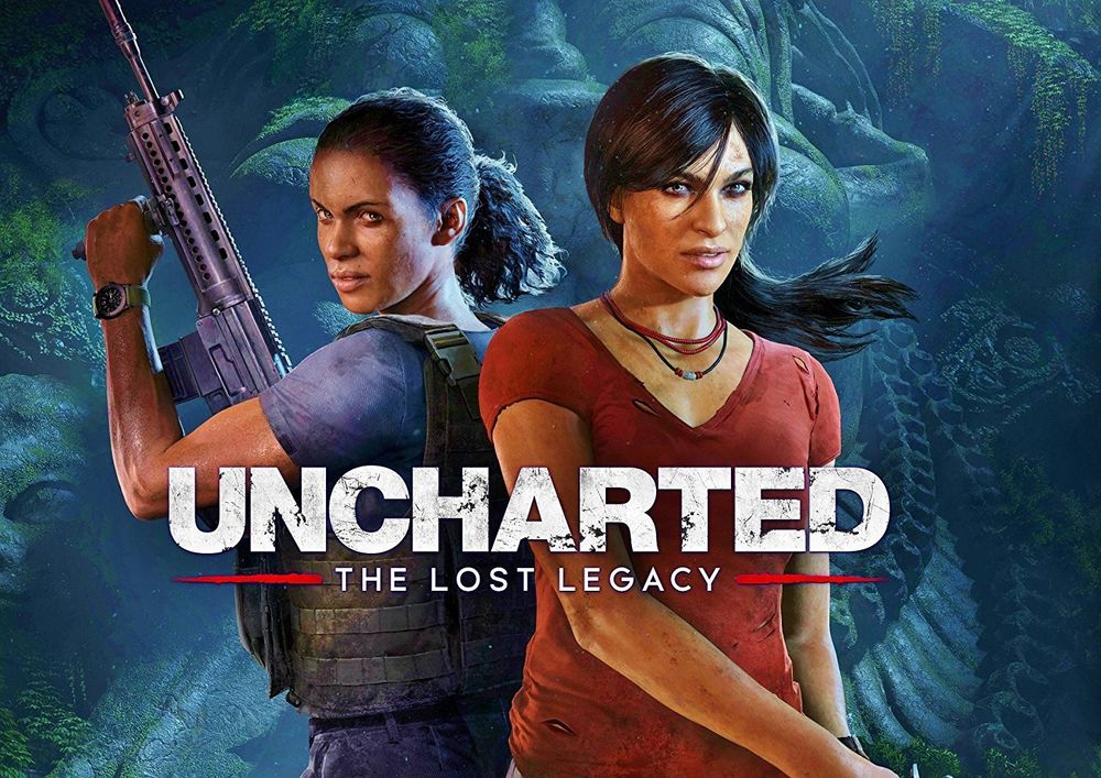 box art of uncharted the lost legacy featuring two women with guns back to back
