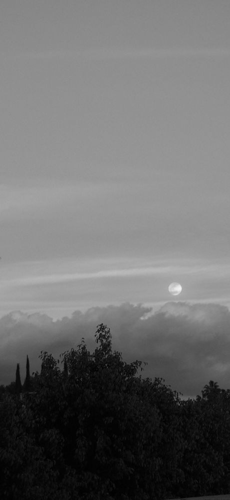 Monochrome moon over the clouds