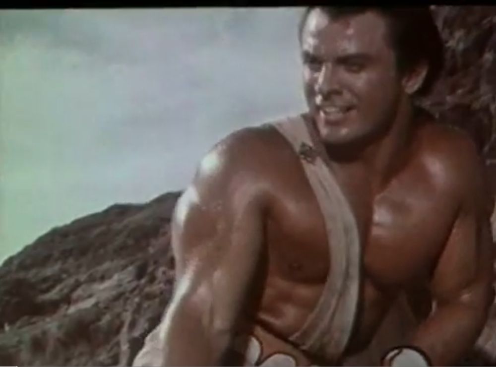 Macistus smiles while doing muskleman things at the seaside