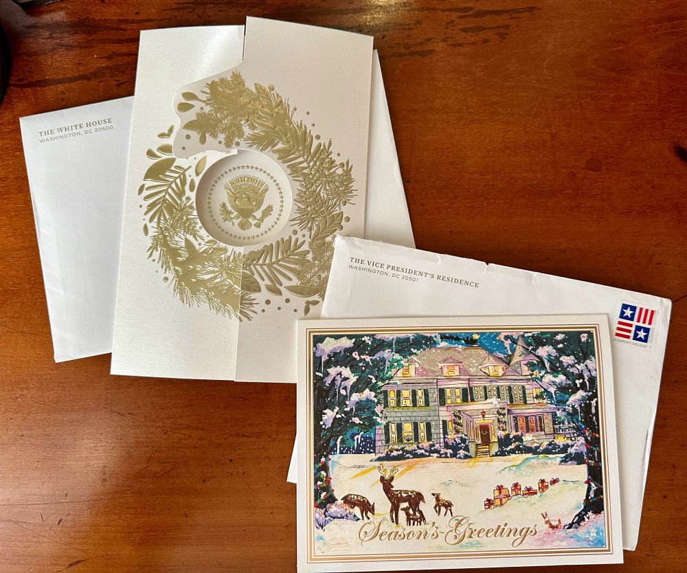Christmas cards from President Biden and Vice President Harris. 