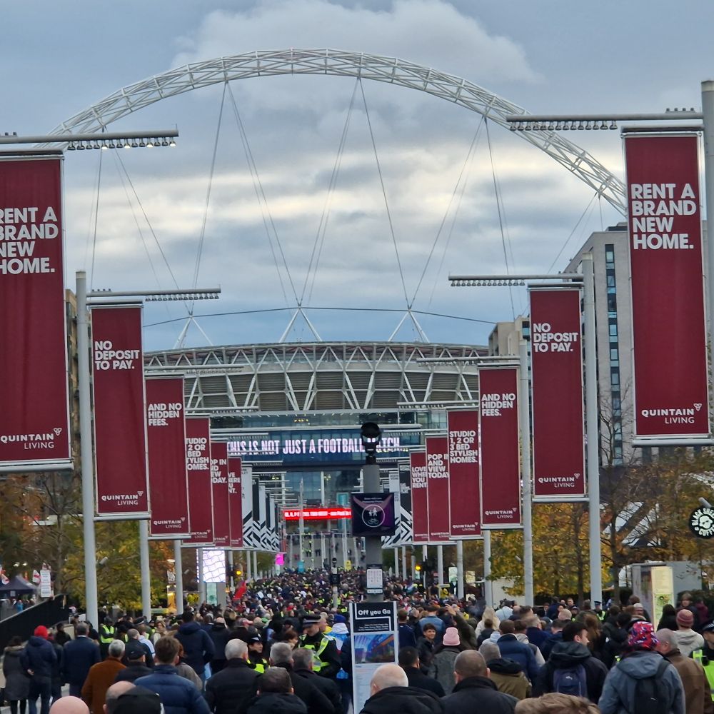 Fans make their way to Wembley Stadium, via Olympic Way, ahead England v Ireland