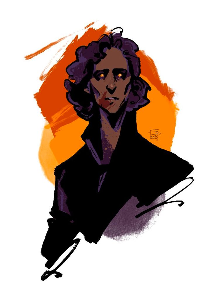 a stylised digital speed painting of vampire Armand 