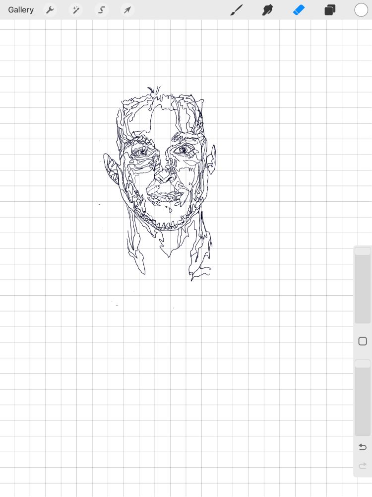 wip drawing of a male portrait in procreate