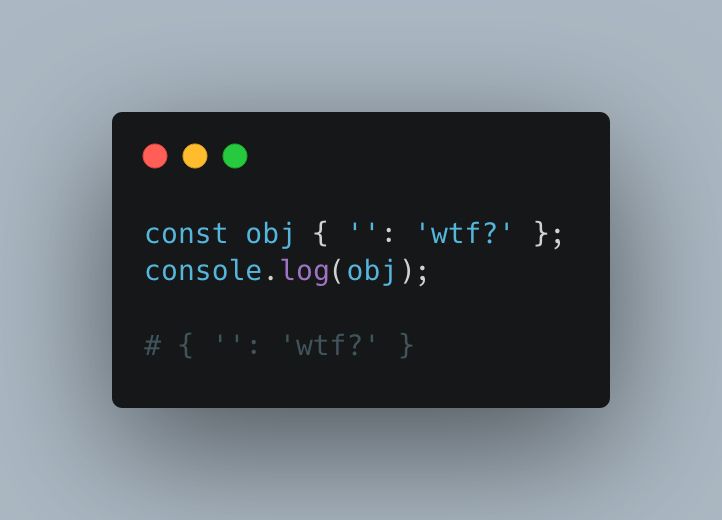 A Javascript code snippet showing an empty string being used as a property name.
