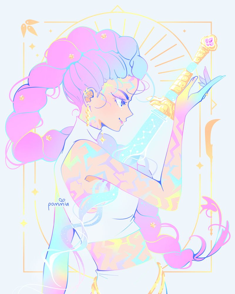 A fanart of Rumi from the animated movie "K-Pop Demon Hunters".