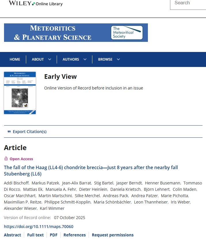screenshot of our paper being online as "Early View"
