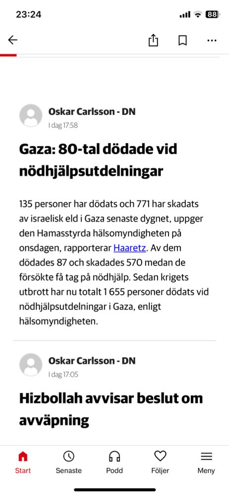 ”Gaza: 80-tal dödade vid nödhjälpsutdelningar”
