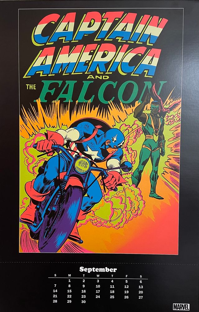 Captain America rides away on a motorcycle as Falcon waves goodbye. 