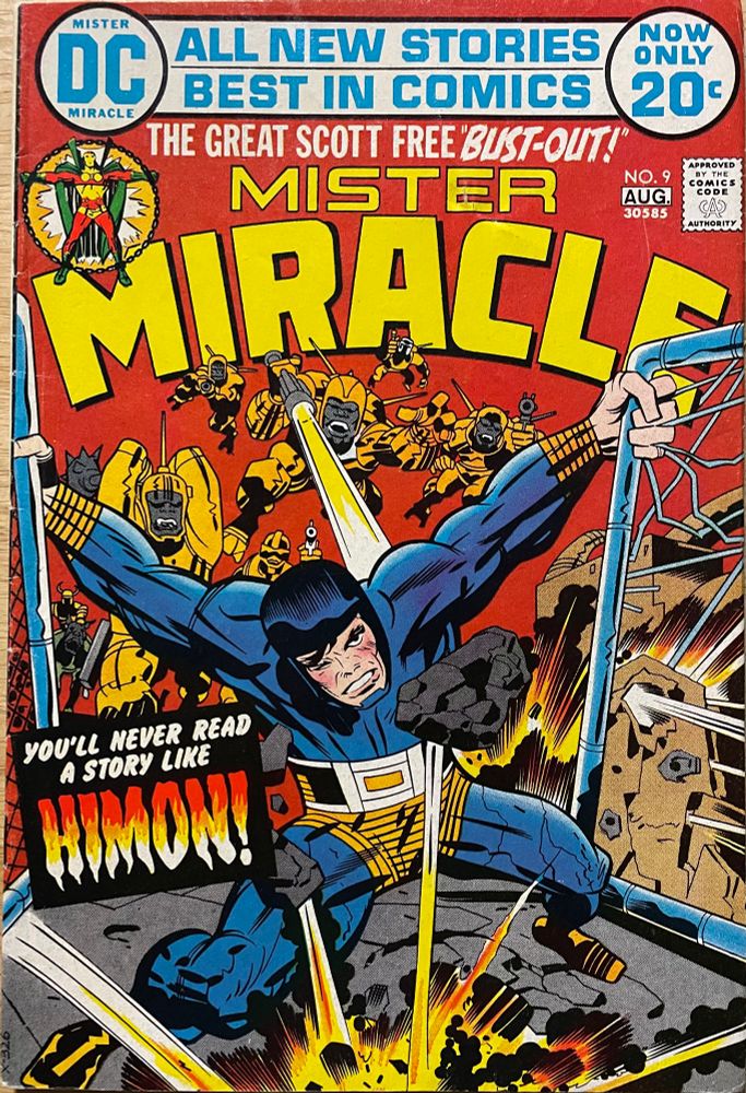 A young uniformed man is being attacked by blaster-gun wielding parademons. 
