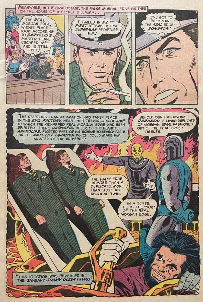 A flashback of Morgan Edge being cloned by the Evil Factory. 