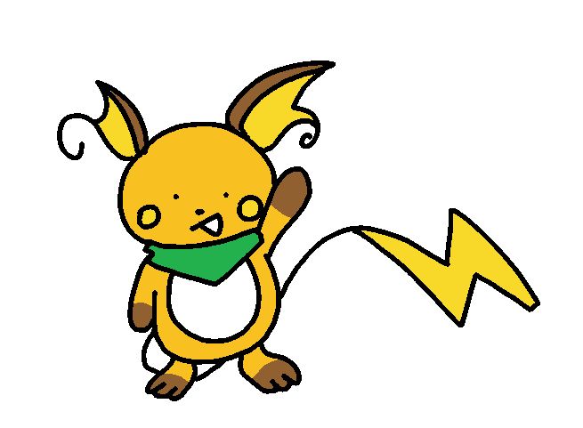 a drawing of a raichu with a green bandanna