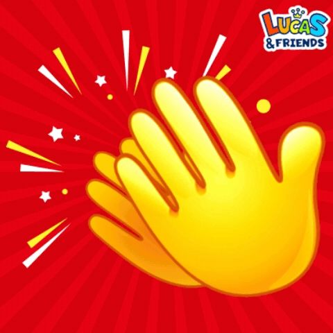 a lucas & friends advertisement with a yellow hand clapping