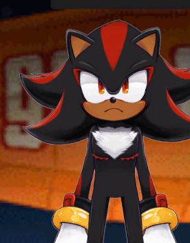 A VTuber model of Shadow the Hedgehog (with top scars) swaying to the beat of a song. Specifically, this was I Am (All Of Me).