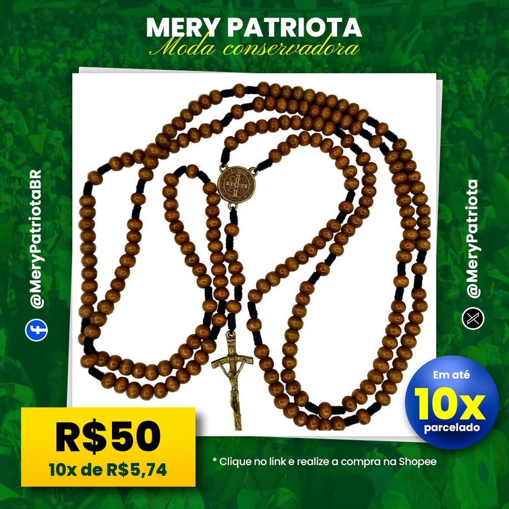 Terço Rosário Católico São Bento Cruz Papa Madeira Religioso