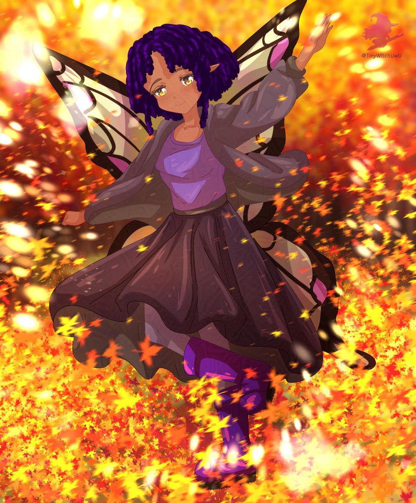 Art by: Tiny_witch
Asami dancing in Autumn leaves