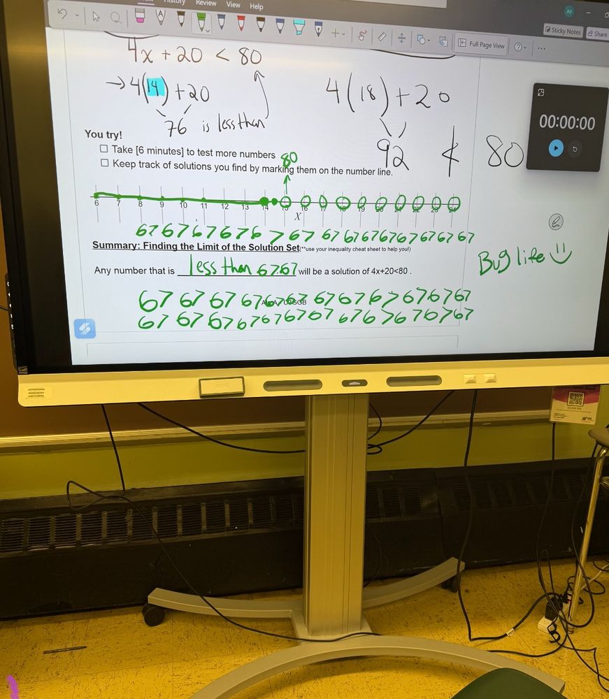 A smart board where my asshole students wrote 67 and said “miss it’s having a glitch” 