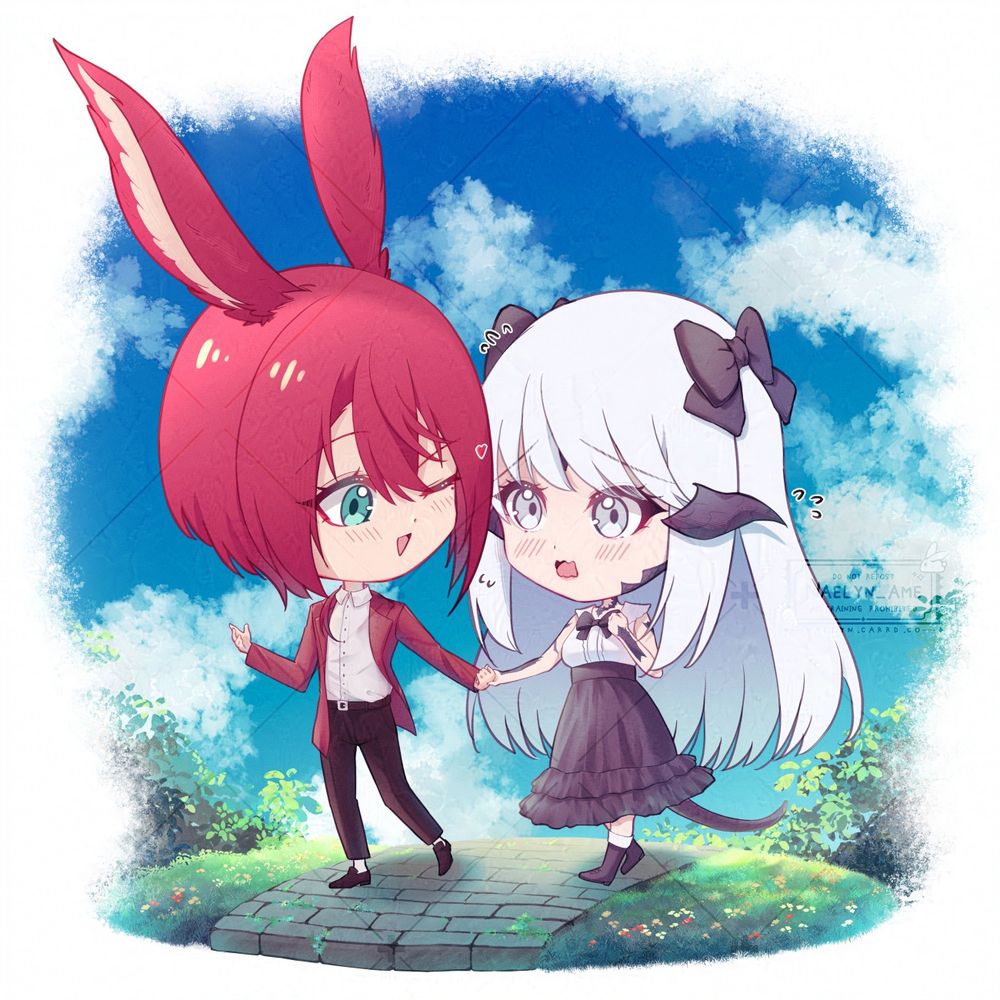 Chibi drawing of my FFXIV OC couple, drawn for an art collab.

More tags : #FF14 #FFXIVoc #CoupleOC #OC