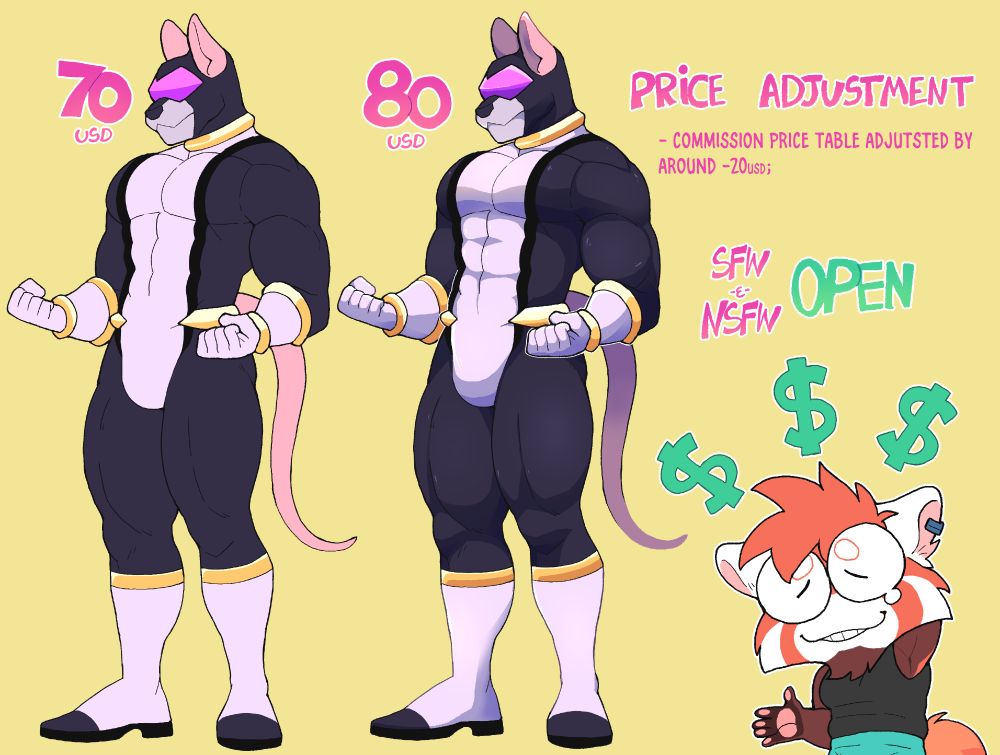 Price Adjustment for Commissions:
Flat Colored: 70USD
Rendered: 80USD