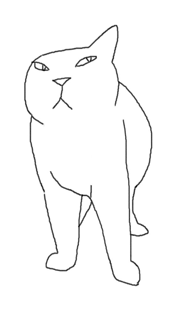 Line drawing of a cat with the illusion of one ear.
