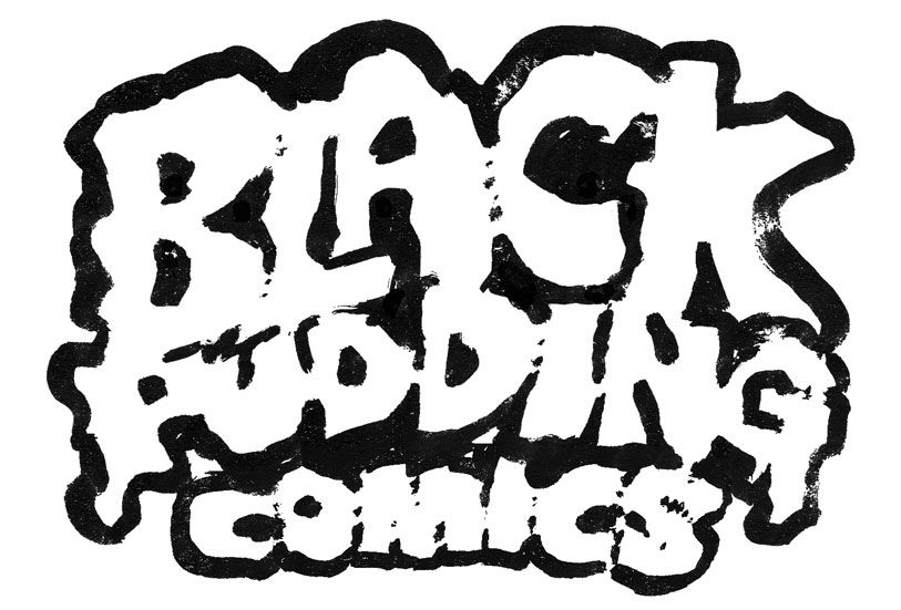 Crude inked logo for Black Pudding Comics.