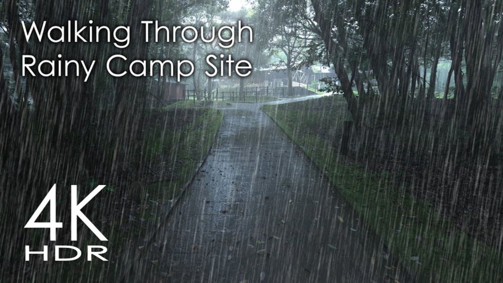 Walking Through a Rainy Camp Site - 4K HDR - Smooth Move - ASMR