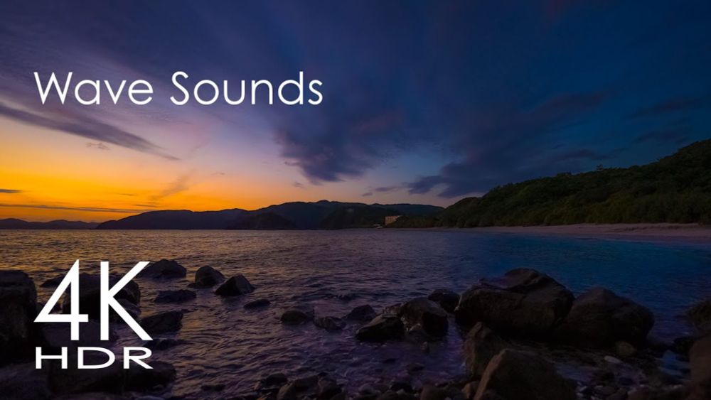 Listen to the Sound of the Waves and Look at the Beach and Hotel at Sunset - ASMR 4K HDR 2Hours