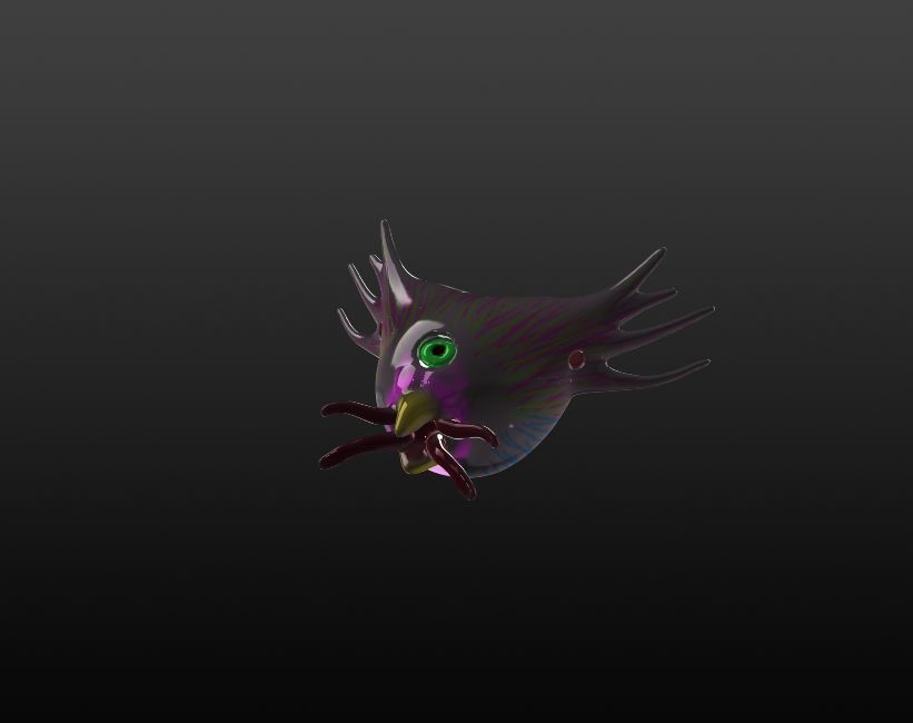 Head of a cycloptic squid bird from appalachian lore.