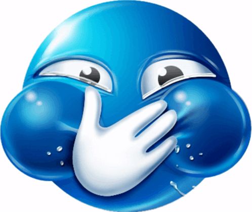 Blue emoji holding laugh meme