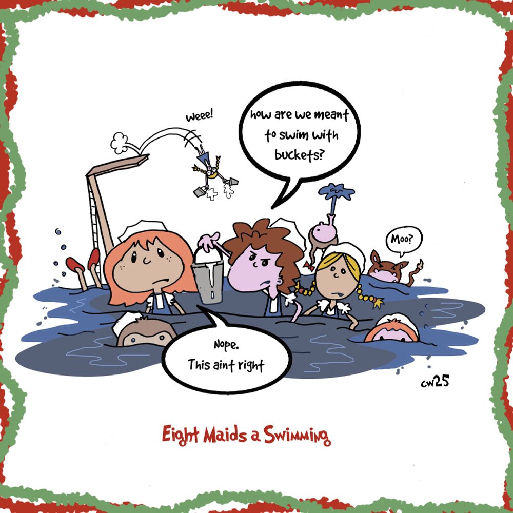 Eight maids in a swimming pool.