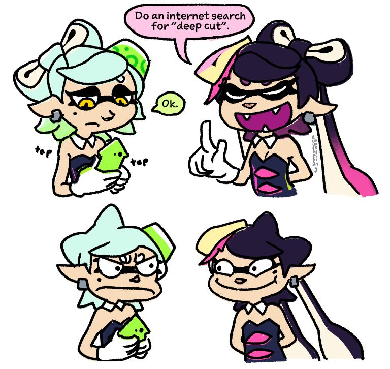 Callie: Do an internet search for "deep cut".
Marie (doing it): Ok.
Marie: 😠
Callie: 😊