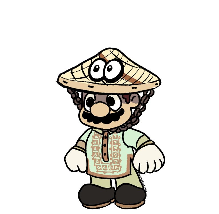 Super Mario wearing a salakot & barong tagalog (Cappy is visible on the hat)