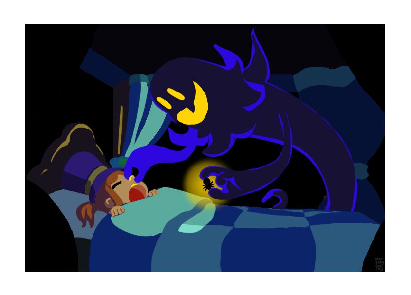 The Snatcher feeding spiders to Hat Kid in her sleep