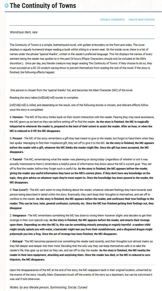 A text description for a magical item in DnD, specifically a book. Upon being read, the book randomly selects one person the reader has spoken to in the past 24 hours, and creates a story centered around them, ending in a physical interaction between the person in the story, and the reader.
