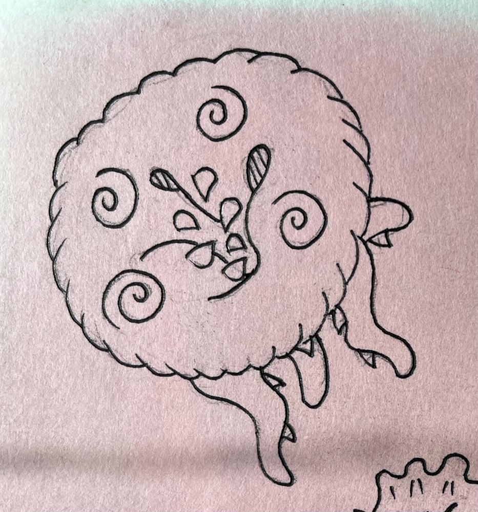 A Deep One in the shape of a lumpy ring. Toothed tentacles begin in the inside of the ring near the top and continue through the ring to dangle underneath. Spiral shapes on the front face of the ring hypnotize its prey. 