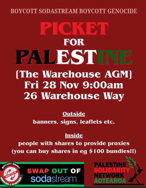 Picket for Palestine  (The Warehouse AGM) Friday, 28 November 2025.