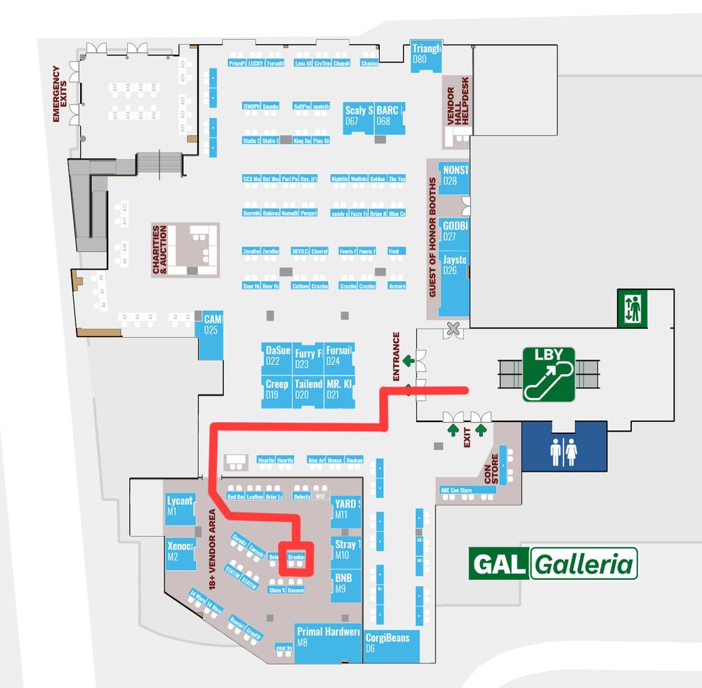 A map detailing Braeburned's table location at ANE 2025.