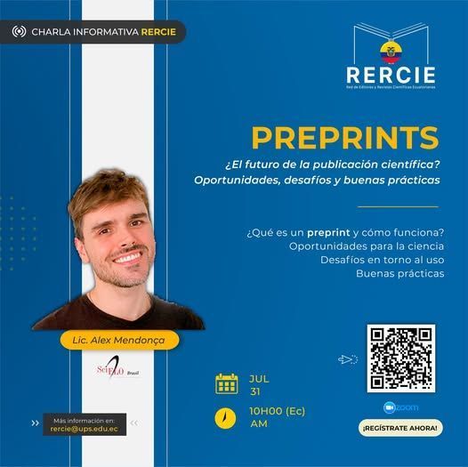 Imagem de divulgação do evento "Preprints: El futuro de la publicación cientifica? Oportunidades, desafios y buenas prácticas"