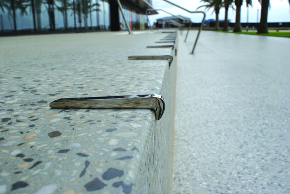 Anti-skate hardware, all shiny and chrome, set out to ruin the day of some harmless skaters