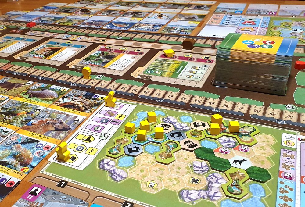 Sicht auf einen Zooplan und die Kartenauslage von Arche Nova