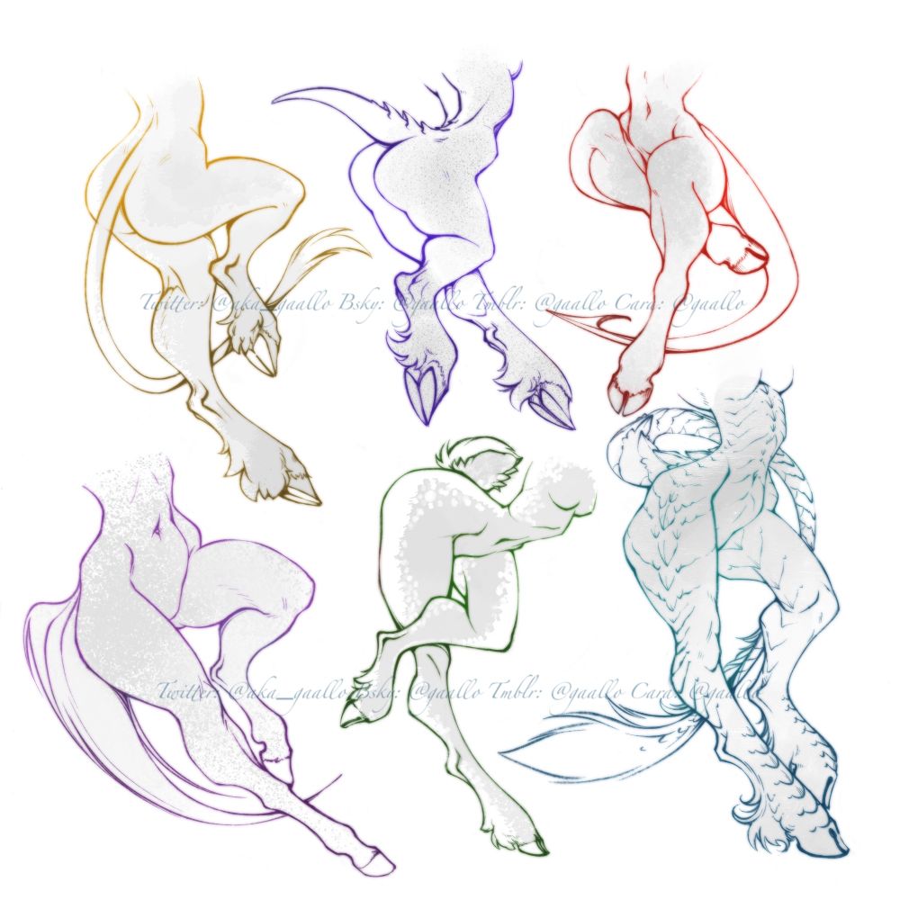 Sketch set of 6 pair of hooved legs