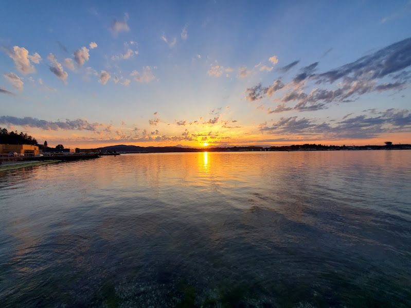 Sunset over the water