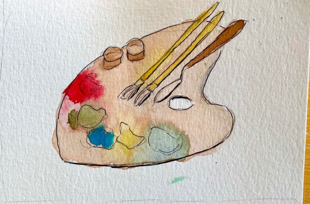 Watercolor of a painting palette 