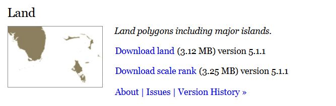 Screenshot of the "land polygons" download from naturalearthdata.com
