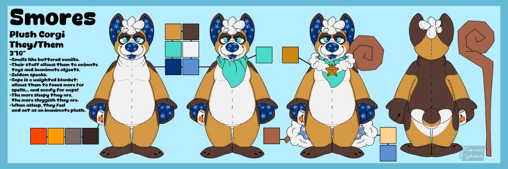 Reference for Smores, the plush corgi.