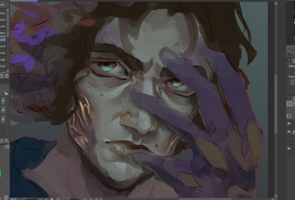 Work in progress screenshot of character portrait