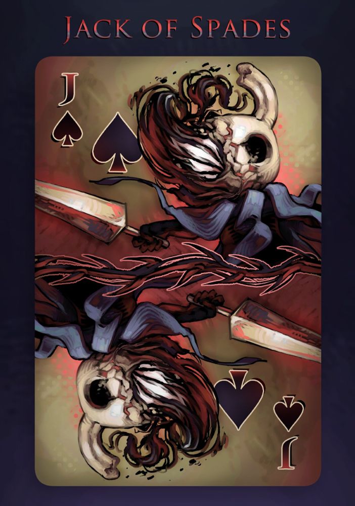 The Knight from Hollow knight as design for jack of spades standard playing card